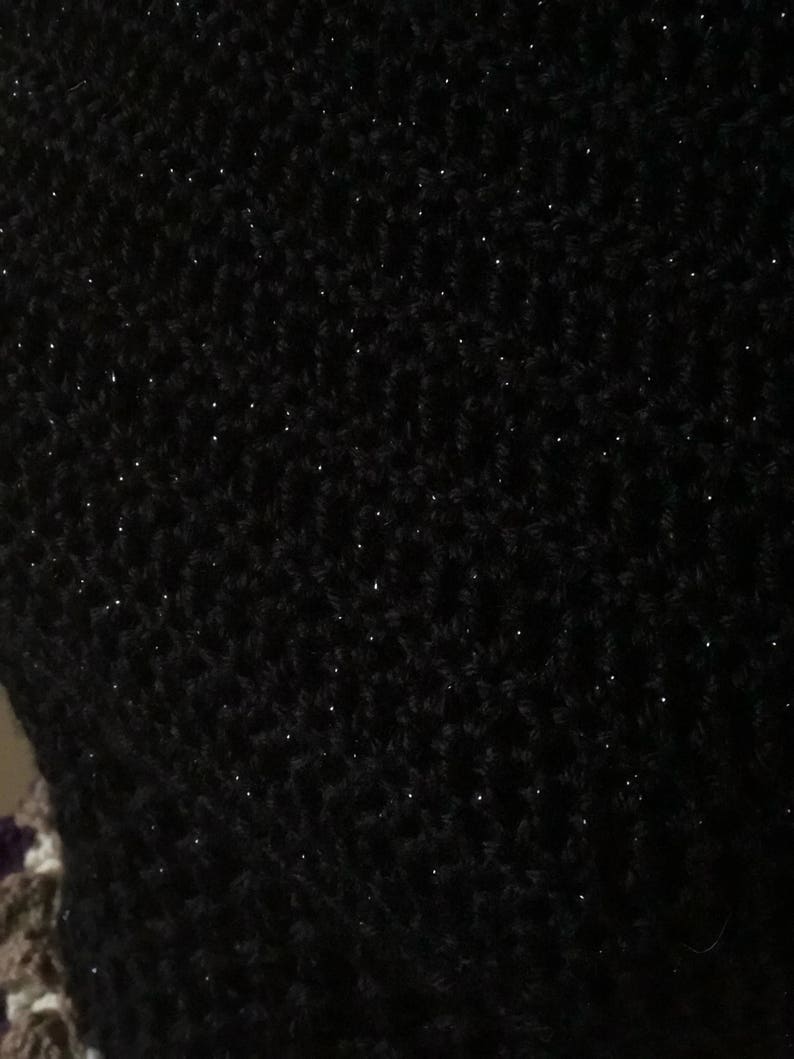 Black Sparkle Halter Top Beach Swim Suit Cover Up Crochet Handmade