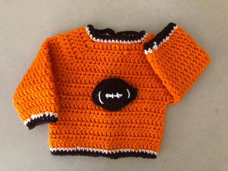 Crochet Sweater Baby Set / Cleveland Football Inspired / Crochet Baby Beanie / Handmade image 5