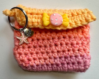 Monedero de crochet con clip para llavero / Hecho a mano / Accesorios Accesorio Tarjetero