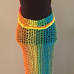 Crochet Wrap Cover Up Dress/ Long Swimsuit Bathing Suit Beach Pool / Handmade / Multicolor image 7