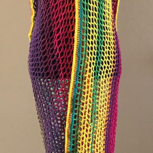 Crochet Wrap Cover Up Dress/ Long Swimsuit Bathing Suit Beach Pool / Handmade / Multicolor image 9