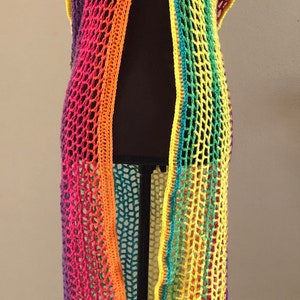 Crochet Wrap Cover Up Dress/ Long Swimsuit Bathing Suit Beach Pool / Handmade / Multicolor image 4