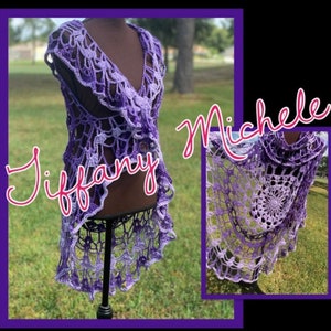 Crochet Mandala Ombre Purple Circle Vest / Size M-L