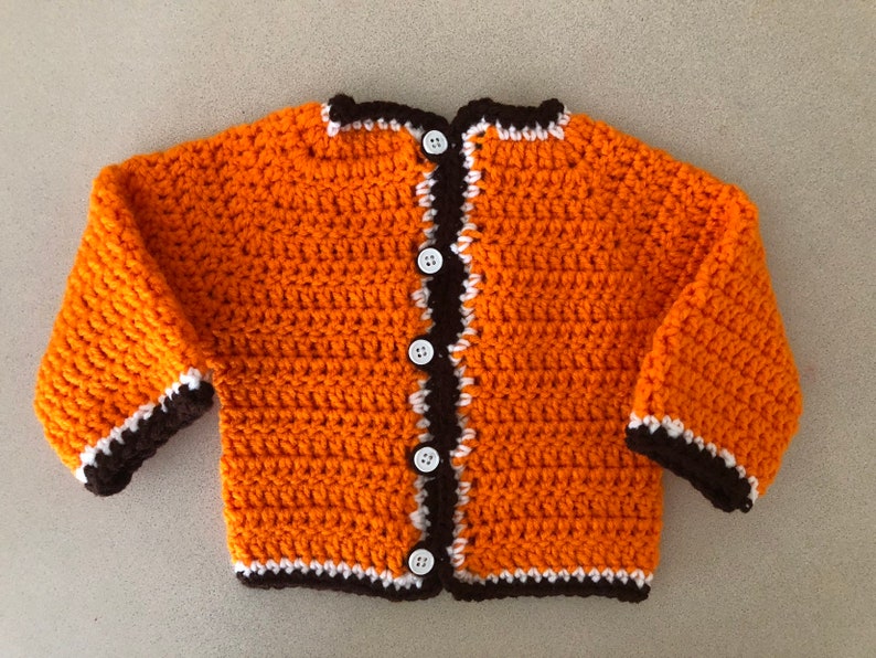 Crochet Sweater Baby Set / Cleveland Football Inspired / Crochet Baby Beanie / Handmade image 4