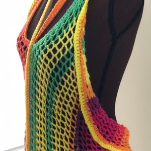 Crochet Wrap Cover Up Dress/ Long Swimsuit Bathing Suit Beach Pool / Handmade / Multicolor image 8