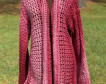 Crochet Cardigan Crochet Sweater Women’s Ombré Burgundy