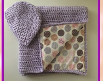 Purple Reversible Crochet Baby Blanket