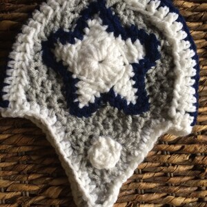 Dallas Cowboys Football Crochet Baby Helmet Hat Gift Set image 5