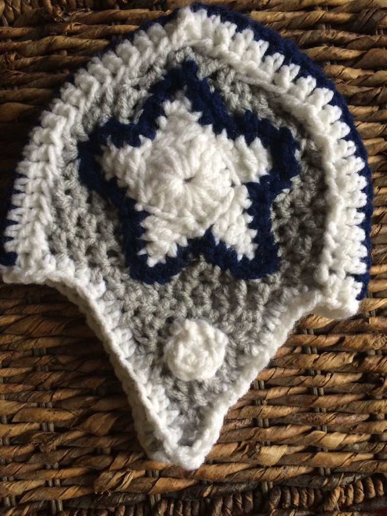 Dallas Cowboys Football Crochet Baby Helmet Hat Gift Set image 5