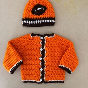 Crochet Sweater Baby Set / Cleveland Football Inspired / Crochet Baby Beanie / Handmade image 2