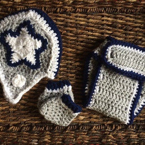 Dallas Cowboys Football Crochet Baby Helmet Hat Gift Set image 2