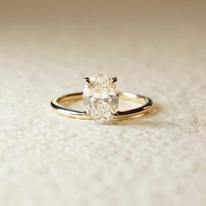 Cantilever Oval Cut Moissanite Engagement Ring, Offside Oval Cut Solitaire Wedding Ring, 14K Solid Gold Ring, Anniversary Gift, Daily Ring
