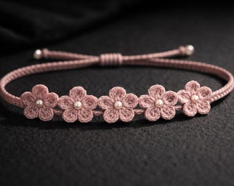 Crochet Daisy Bracelet Pattern PDF, Flower Jewelry DIY (Digital Download)