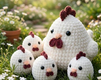 Crochet Chicken Amigurumi Pattern: Mama Hen and Mini Chicks (Digital Download)