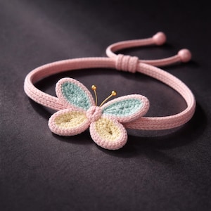 Crochet Butterfly Bracelet Pattern PDF, Adjustable Jewelry (Digital Download)