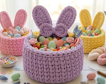 Bunny Easter Basket Crochet Pattern | Toddler Bag, Kids Gift (PDF Download)