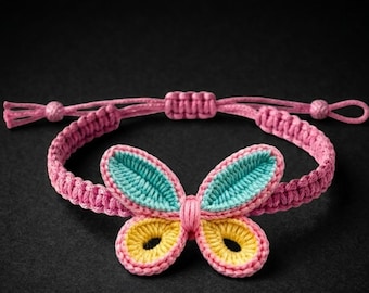 Crochet Butterfly Bracelet Pattern PDF, Adjustable Jewelry (Digital Download)