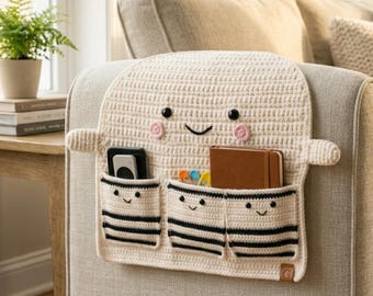 Crochet Ghost Couch Caddy Pattern, Halloween Armrest Organizer (PDF Download)