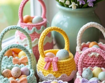 Mini Easter Basket Crochet Pattern | Easy Amigurumi Candy Holder (PDF Download)