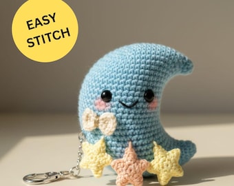 Crochet Moon and Stars Keychain Pattern (PDF Download)