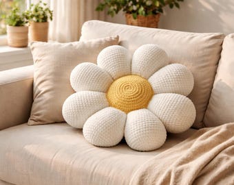 Crochet Flower Pillow Pattern, Plush Cushion Guide, Floral Home Decor (PDF Download)