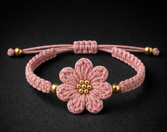 Crochet Daisy Flower Bracelet Pattern (Digital Download)