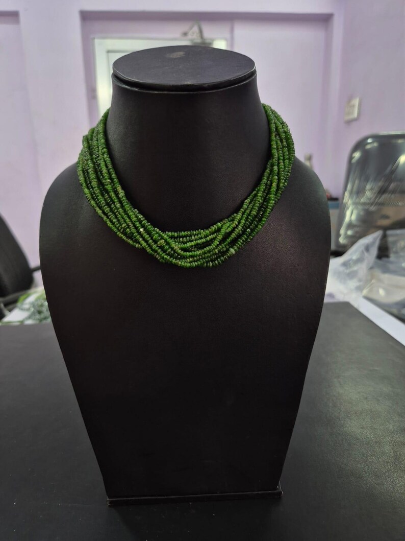 Natural Chrome Diopside Rondelle Beads | Emerald Green Gemstone Strand ...