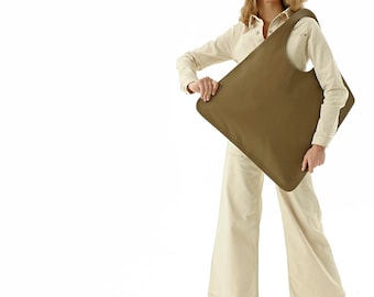 Zachte nerts extra grote slouchy vegan leren draagtas minimalistische werktas Troy