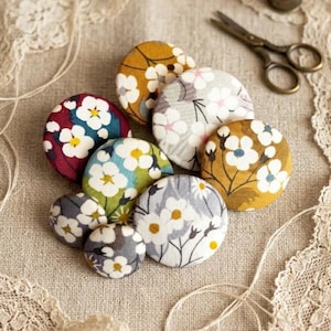 Bottoni Liberty Mitsi Tana Lawn, set da 5 o 2 bottoni a seconda della misura, bottoni in tessuto, merceria, forniture per cucito, misure e colori a scelta
