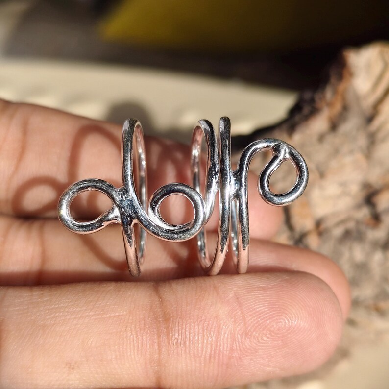 925 Sterling Silver Abstract Wire Wrap Ring, Boho Multi-layer Coiled ...