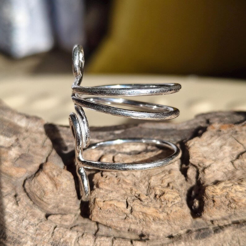 925 Sterling Silver Abstract Wire Wrap Ring, Boho Multi-layer Coiled ...