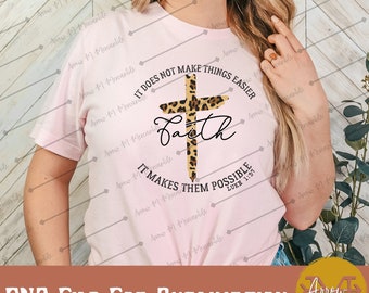 Faith Makes Things Possible Luke 1 37 Leopard Cross Digital Download PNG File Sublimation DTF DTG