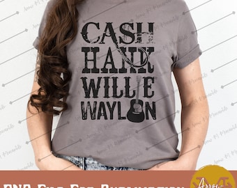 Cash Hank Willie Waylon Sublimation Digital Download PNG Western Design DTF DTG File