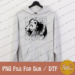 Lions Digital Download Spirit Wear Design Mascot PNG Sublimation DTF File