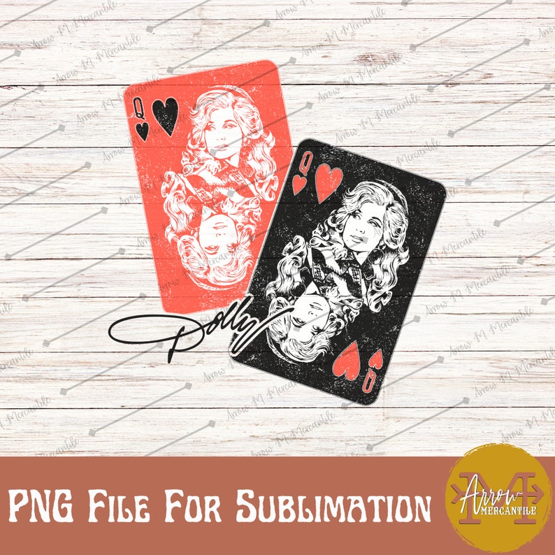 Dolly Queen of Hearts Playing Cards PNG Ready to Print DTF File Digital
