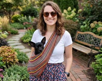 Organic Cotton Dog Sling Carrier, Hands Free Pet Carrier for Small Dogs and Cats