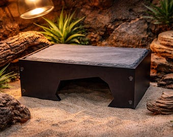 Natural Slate Reptile Hide, Basking Platform & Heated Hide for Bearded Dragon