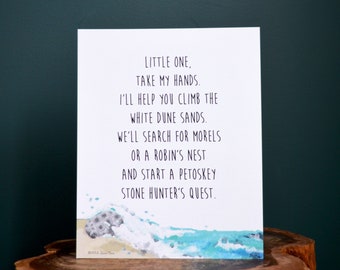 Petoskey Stone Poem Print - Little One, This is Your Home - Michigan Kids Print