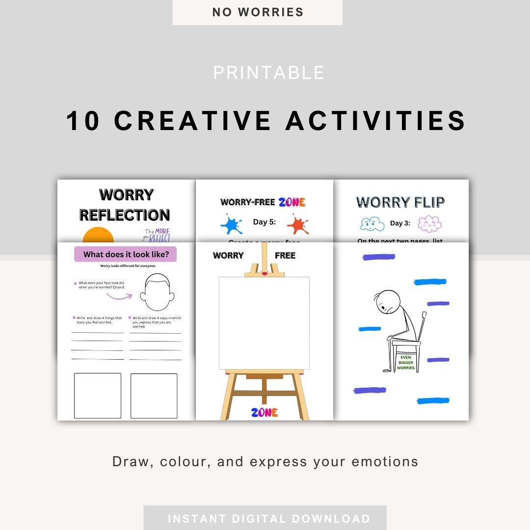 Worry Journal.pdf Printable Anxiety Journal for Kids Adults, Worry Diary, Stress Relief ...