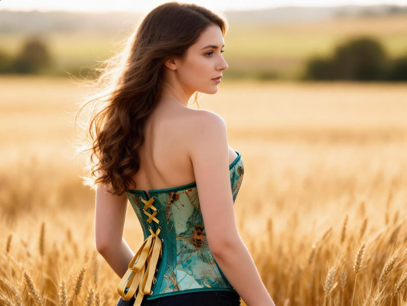 Floral Renaissance Corset Top: Vintage Botanical Bustier, Cottagecore Fairycore Style image 11