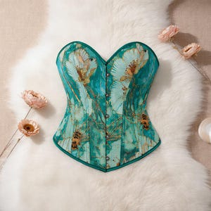 Floral Renaissance Corset Top: Vintage Botanical Bustier, Cottagecore Fairycore Style image 6