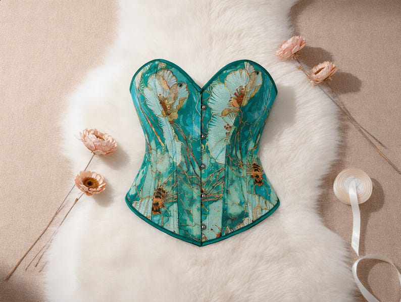 Floral Renaissance Corset Top: Vintage Botanical Bustier, Cottagecore Fairycore Style image 6