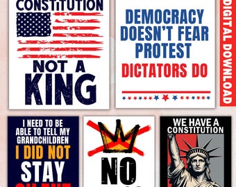 No Kings Protest Signs,We Have a Constitution,Anti-Trump Posters,Political Activist Rally Sign,Political Demonstration,Resist Fascism Poster