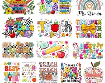 Teacher PNG Bundle, Boho Teacher PNG, teacher appreciation, back to school, rainbow teacher life sublimation, Teacher Shirt Designs, Digital