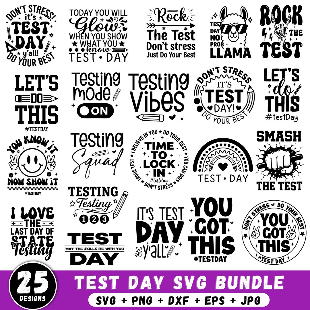 Las Testing Svg Testing Svg Bundle, Test Day Svg, Testing Svg, Testing 1 2 3, Teacher ...