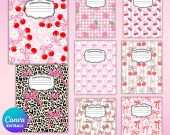 Composition Notebook Covers, Composition Book Cover template, Canva Composition Notebook Designs, Back to School Printable, Digital Download