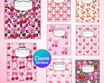 Composition Notebook Covers, Composition Book Cover template, Canva Composition Notebook Designs, Back to School Printable, Digital Download