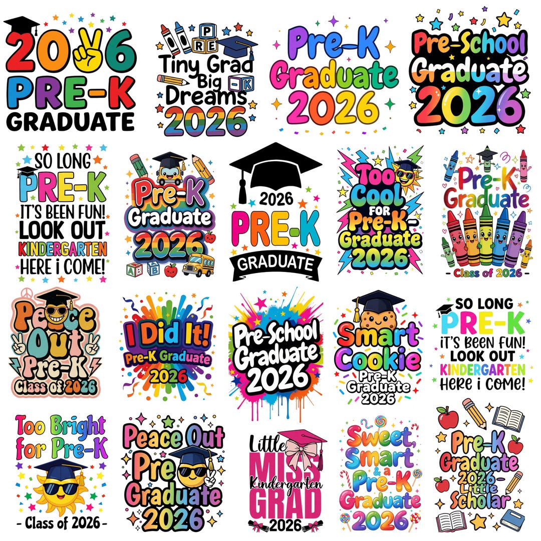 Container Graduate Pre Pre-k Graduate 2026 PNG Bundle, so Long Pre-k Png, Graduation Png ...