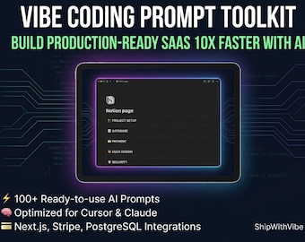 Vibe Coding Prompt Toolkit | AI Prompt Bundle for SaaS Development | Cursor & Claude AI Coding Commands | Next.js Stripe Postgres Notion