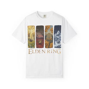 -shirt Pixel de paysages d'Elden Ring | Illustrations de jeu, panneaux du monde fantastique, cadeau pour les joueurs